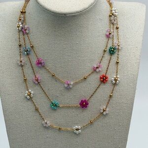 Handmade Dainty flower Beaded Necklace
